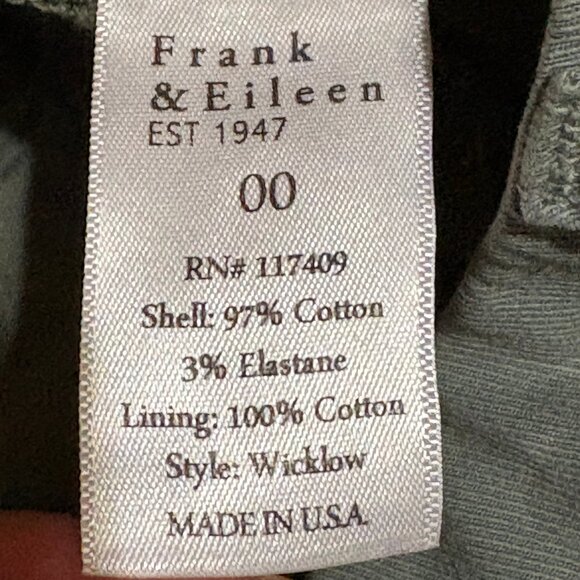 FRANK & EILEEN Wicklow Crop Chino Raw Hem Pants Size 00 Gray Green Color - Picture 10 of 11